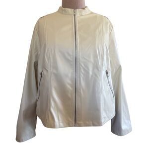 Agnes Orenda Cream Moto Jacket w. Silver Hardware